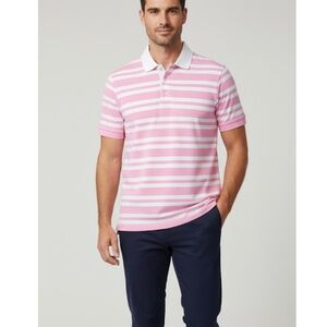 🔥 RLX Ralph Lauren Golf Polo Shirt M Pink White Stripe